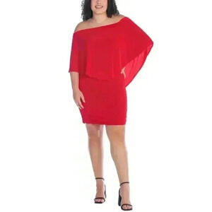 24 seven Comfort Apparel Women Bodycon Off The Shoulder‎ Party Dress Red Size XL